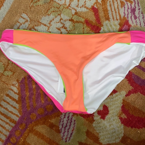 Soluna swim L large reversible bikini bottoms white pink orange NWT making wave - Picture 3 of 5